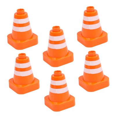 ERINGOGO 6pcs Boys and Girls Roadblock Toys Set Safety Traffic Cone Toys Mini Orange Cones for Simulation Traffic Sign
