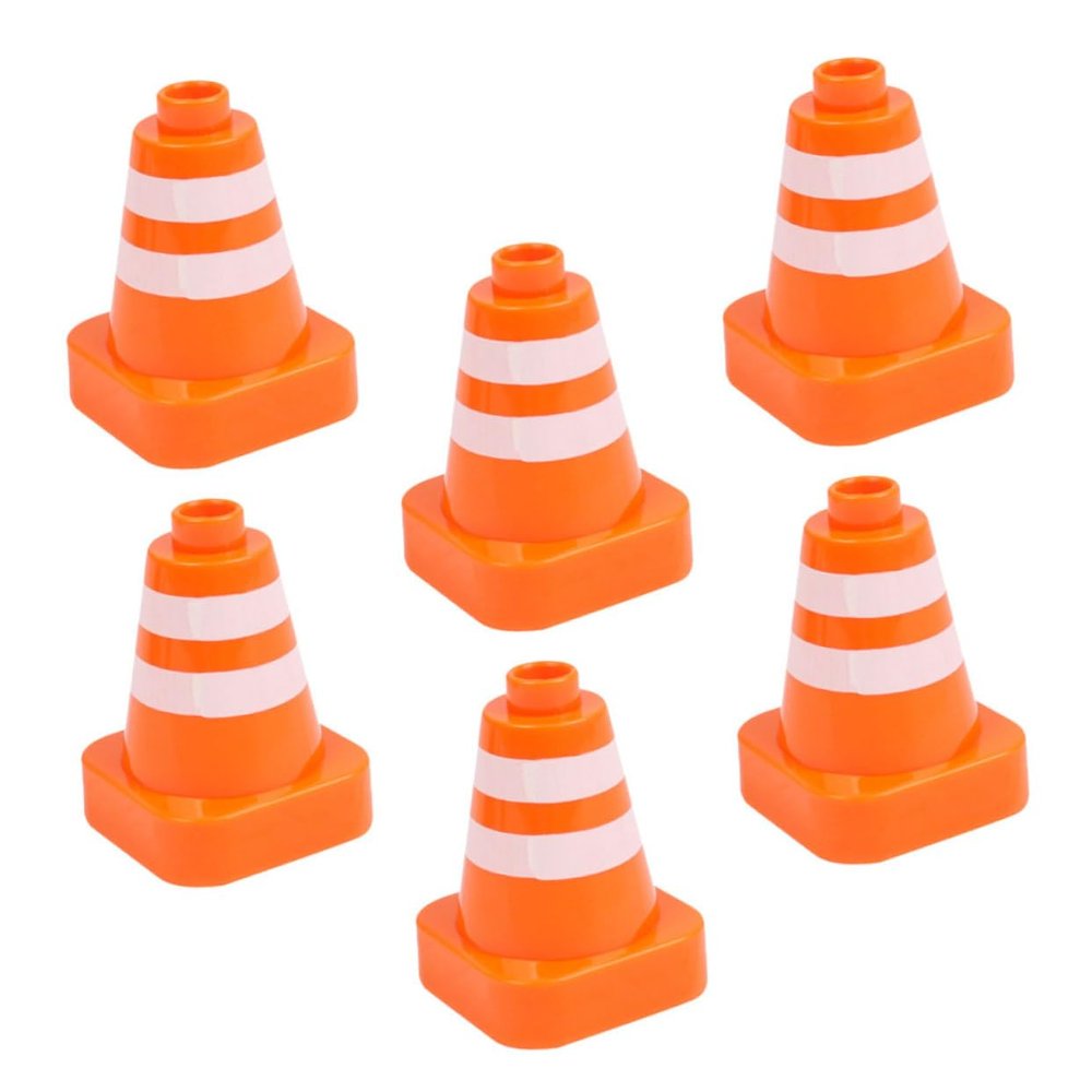 ERINGOGO 6pcs Boys and Girls Roadblock Toys Set Safety Traffic Cone Toys Mini Orange Cones for Simulation Traffic Sign
