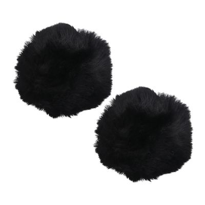 Ipetboom 2pcs Soft Plush Tail Accessories for Cosplay Bunny Tails Costume Props for Halloween Parties and Themed Events Black
