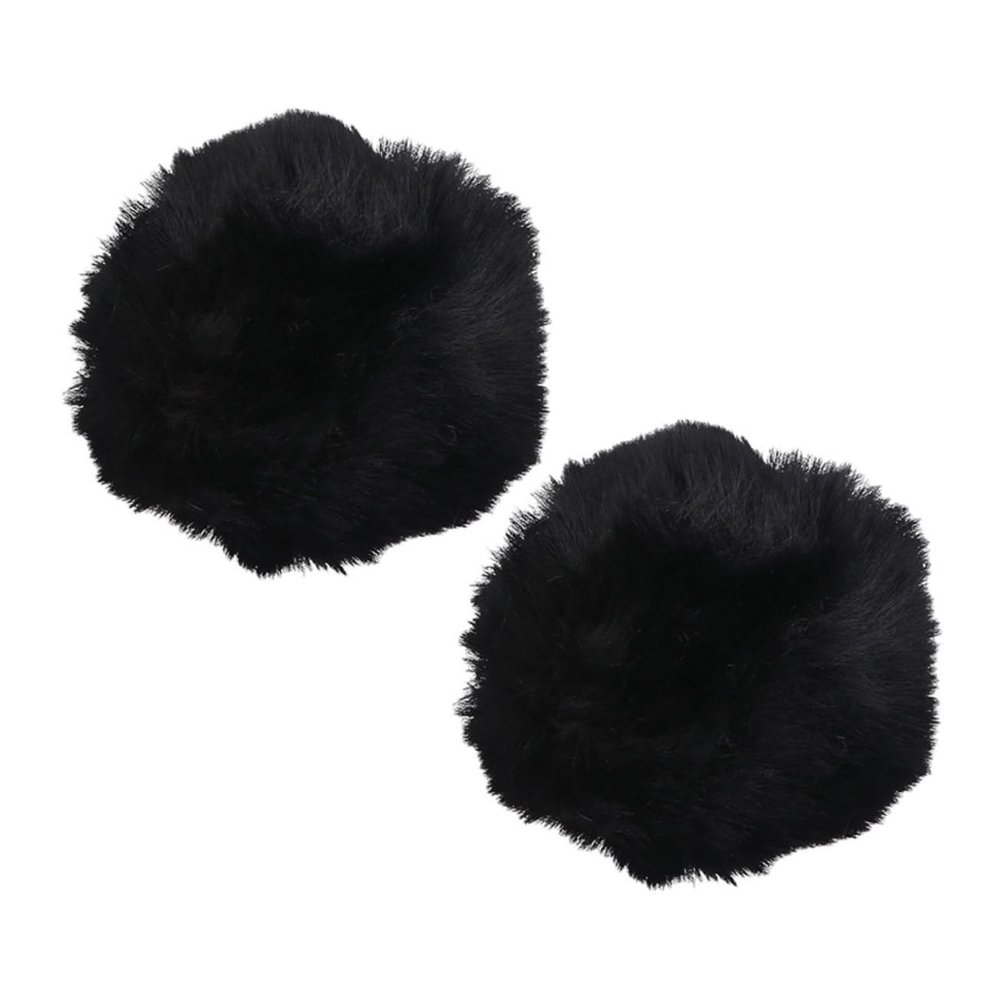 Ipetboom 2pcs Soft Plush Tail Accessories for Cosplay Bunny Tails Costume Props for Halloween Parties and Themed Events Black