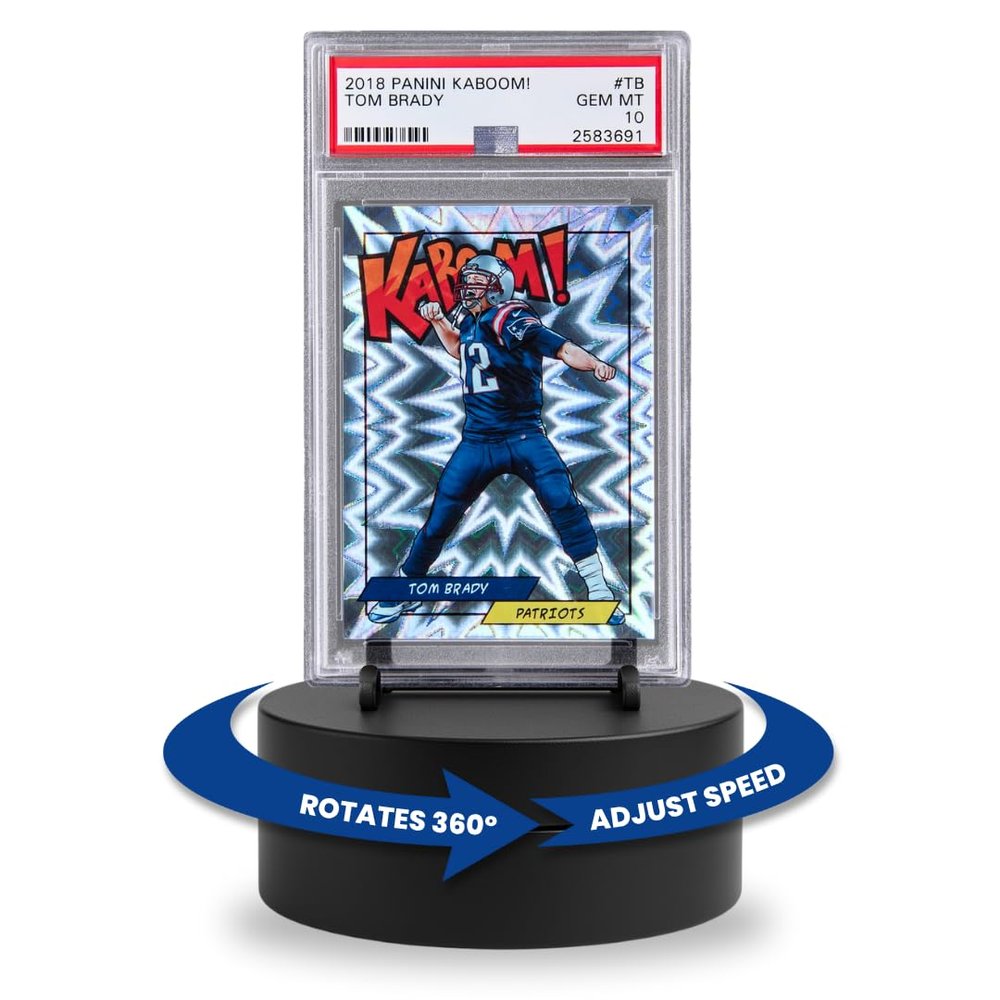 Rotating Sports Card Display Stand for Graded Slabs, One-Touches, Top Loaders 360 Turntable - PSA, BGS, SGC, TCG Adjustable Speed Card Holder Gift for Collectors (Fits 1 Card)
