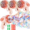 ShinyRelief 4 Pack Wedding Bubble Guns 32 Holes with Light, Bottles Solution, Romantic Bubble Maker for Outdoor Ceremony, Wedding Party Favors, Photo Props, Reception Entertainment (Pink) view 1