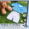 Bunnycool 2 Pcs PJ's Bear Clothes Outfit, Fit Most 12-16 Inch Bears Stuffed Clothes Pajamas Plushy for Stuffed , Pre Kindergarten Toys(Blue White,Soccer) view 2