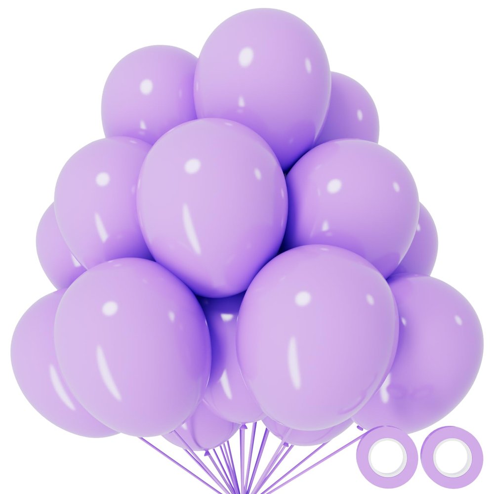 110pcs Pastel Purple Balloon 12 Inch, Pastel Purple Latex Balloons for Birthday Party Baby Shower Wedding(with 2 Ribbons).