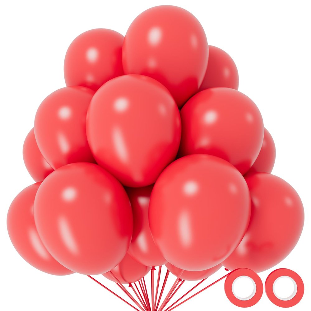 110pcs Pastel Red Balloon 12 Inch, Pastel Red Latex Balloons for Birthday Party Baby Shower Wedding(with 2 Ribbons).