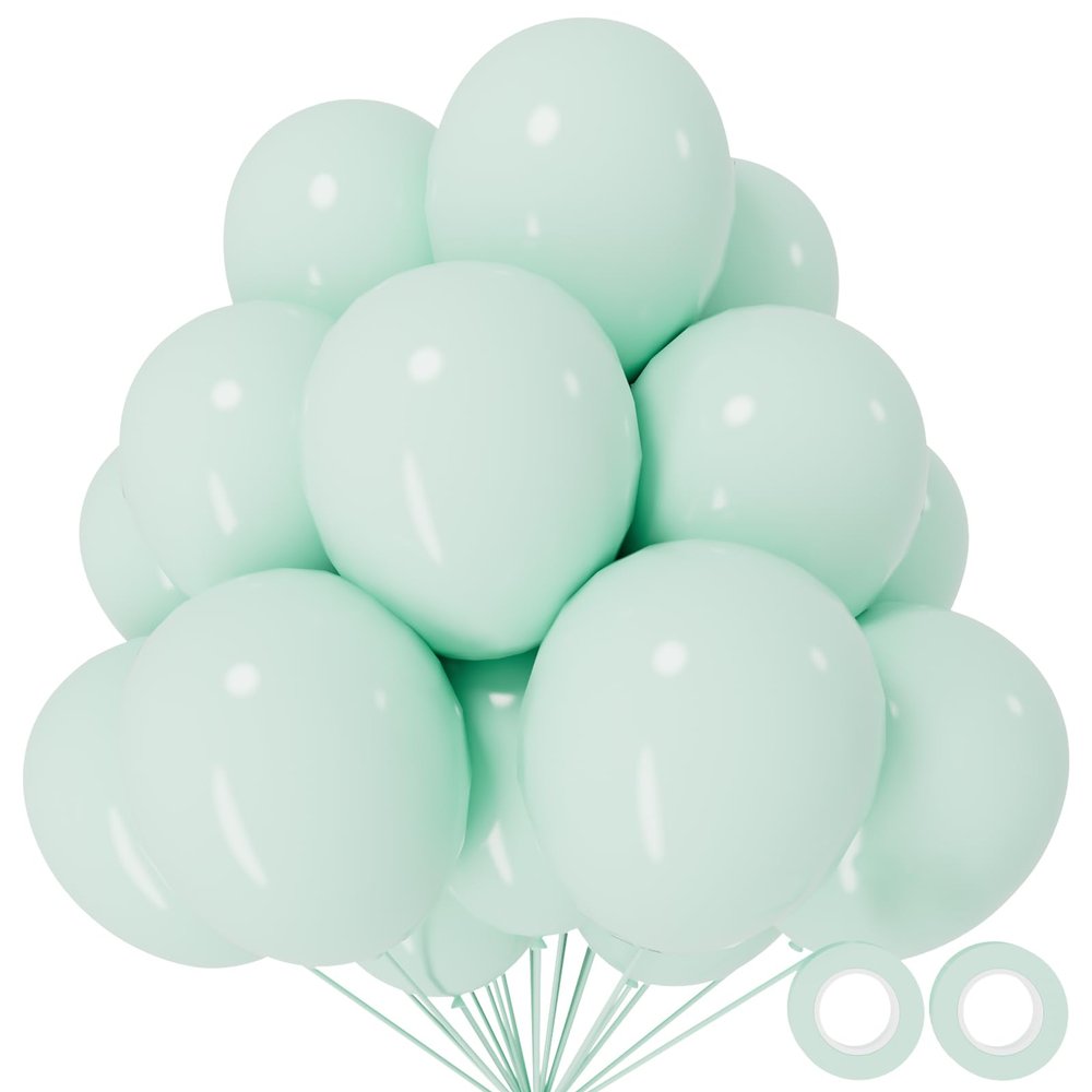110pcs Pastel Green Balloon 12 Inch, Pastel Green Latex Balloons for Birthday Party Baby Shower Wedding(with 2 Ribbons).
