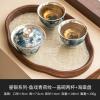 Liuyin fish playing with green, high-end anti-scalding tea bowl for home use - one lid, two cups [ box] + begonia plate view 2