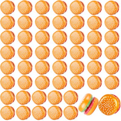 Drayear 54 Pieces Hamburger Yo Yo Toys Novelty Beginner Responsive Ball Bulk Plastic Burger Yo Yo Toy for Birthday Classroom Prizes Burger Party Favors Goodie Bag Fillers