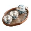 160Ml/5.5oz Liu Yin Fish Play Green, Home High-end Chinese Teapot - Green Pattern One Pot Two Cups + Begonia Plate view 1