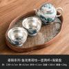 160Ml/5.5oz Liu Yin Fish Play Green, Home High-end Chinese Teapot - Green Pattern One Pot Two Cups + Begonia Plate view 2