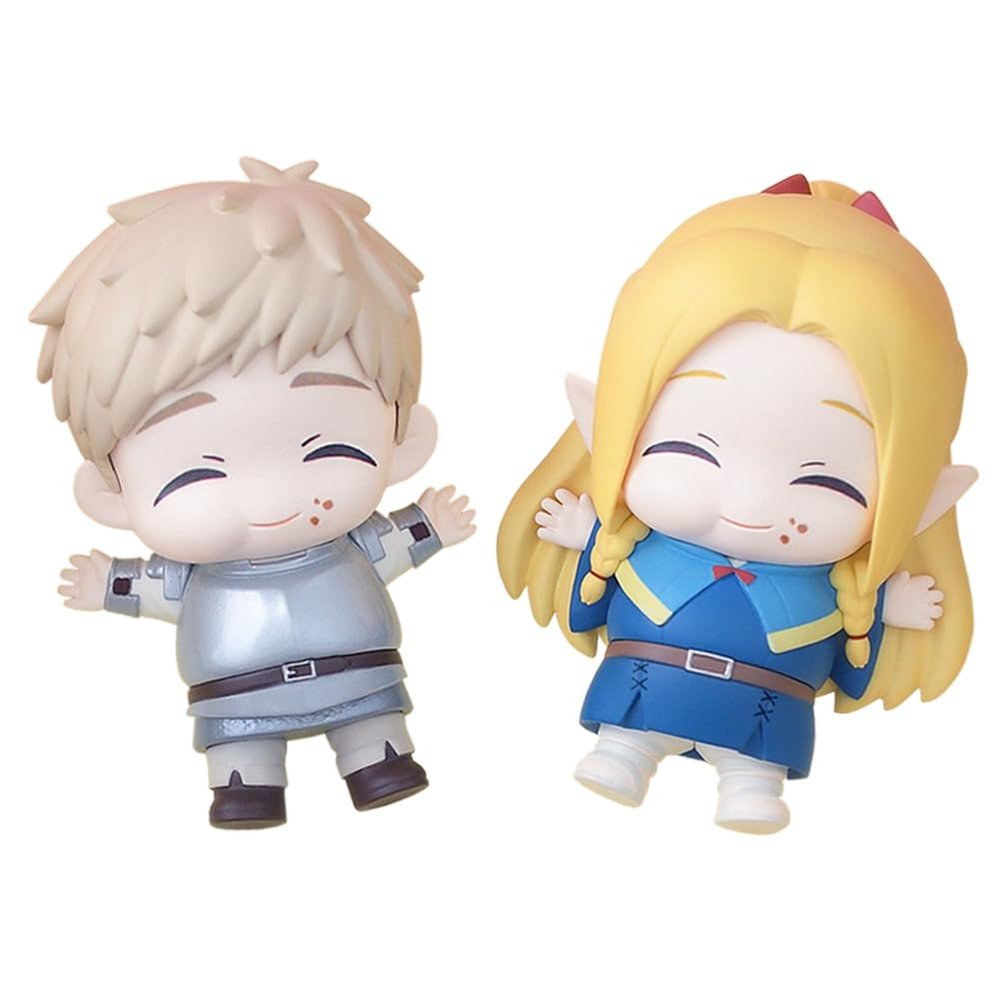 2pcs Marcille Donato Figure Laios Touden Figure, 3'' Mini Anime Figurine Marcille Laios Figures Statue Model Handmade Collectible Gifts