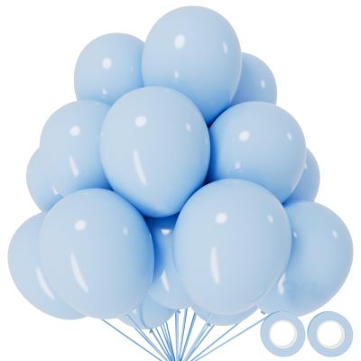 110pcs Pastel Blue Balloon 12 Inch, Pastel Blue Latex Balloons for Birthday Party Baby Shower Wedding(with 2 Ribbons).