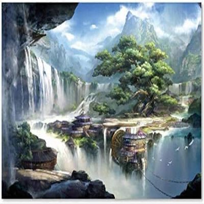 1000 Piece Abstract Art Water Waterfall Isolated Island Wonderland Puzzle City of Machine Operated Adults Games Toy Wooden Jigsaw Puzzles