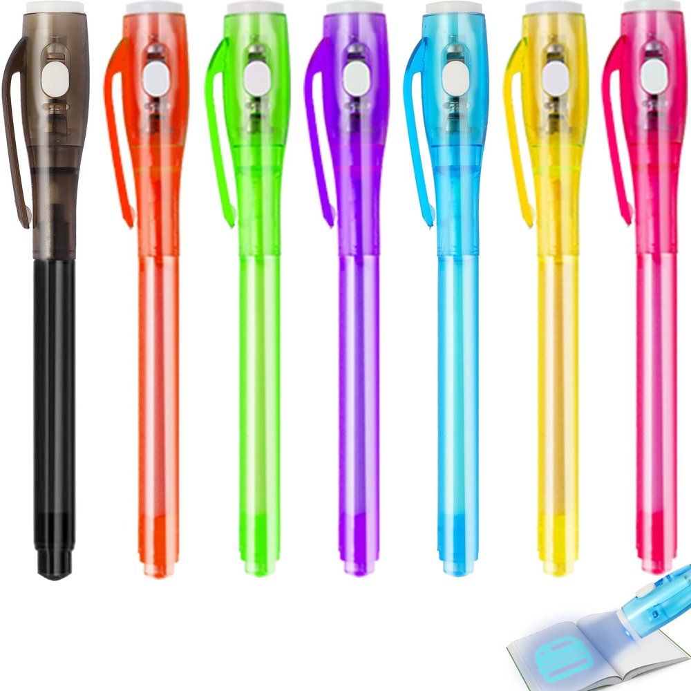 Daemson 7PCS Invisible Ink Pens with UV Light 7 Colors Spy Pens for Secret Messages  Fun Party Favors, Halloween, Christmas, Stocking Stuffers, Treasure Hunt, Classroom & Birthday Gifts