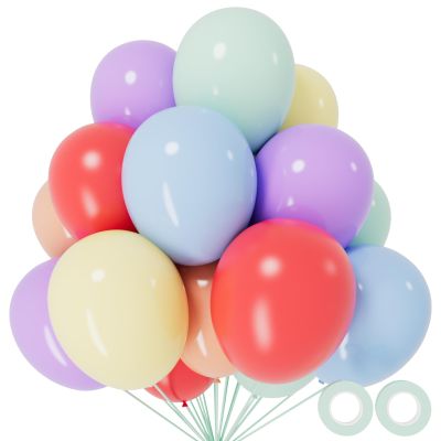 110pcs Pastel Balloons 12 Inch, Pastel color balloons Assorted Latex Ballons for Birthday Party DecorationsBaby Shower Wedding(with 2 Ribbons).