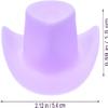 10Pcs Miniature Cowboy Hat Set for 1:12 Scale Dollhouse, Purple Western Party Decorations, Wine Bottle Toppers and Cowgirl Theme Crafts, Durable Plastic DIY Hats view 4