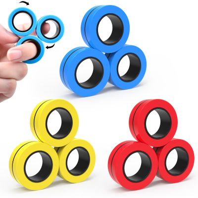 Cevioce 9 PCS Magnetic Ring Fidget Toys Set,ADHD Anxiety Magnetic Finger Spinner Pack for Adults and Teens,Kids Coolest Magnet Stress Relief Toy for 8+ Year Old Boys Girls Present