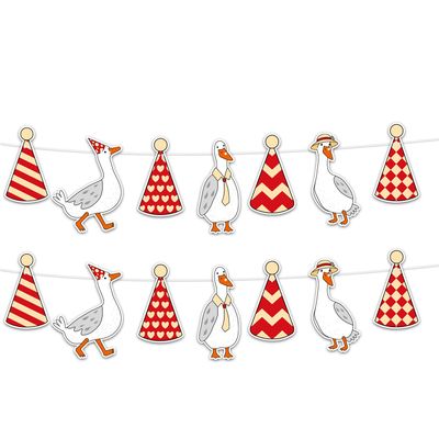 2pcs Goose Party Decorations, Paper One Silly Goose Banner Funny Baby Shower Garland Decor Farm Animal Themed Party Supplies for DIY Baby Shower & Birthday Celebrations