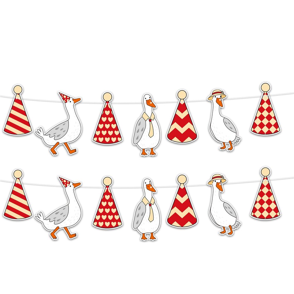 2pcs Goose Party Decorations, Paper One Silly Goose Banner Funny Baby Shower Garland Decor Farm Animal Themed Party Supplies for DIY Baby Shower & Birthday Celebrations