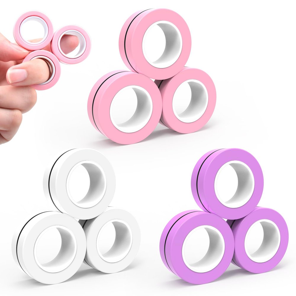 Cevioce Easter Basket Stuffers,9 PCS Magnetic Ring Fidget Toys Set for Adults Teens Boys,ADHD Anxiety Magnetic Fidget Spinner,Birthdays Gifts for Kids Coolest Magnet Stress Relief Toy for 8+ Year Old