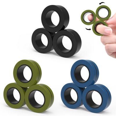 Cevioce 9 PCS Magnetic Ring Fidget Toys Set,ADHD Anxiety Magnetic Finger Spinner Pack for Adults and Teens,Kids Coolest Magnet Stress Relief Toy for 8+ Year Old Boys Girls Present
