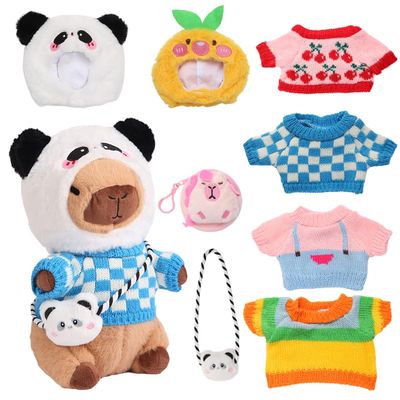 Acgtrick Capybara Plush with 9 Pcs Capybara Costume, Kawaii Dress Up Capybara Stuffed Animal, Dress Up Cute Capybara Plushies for Kids Girls Boys