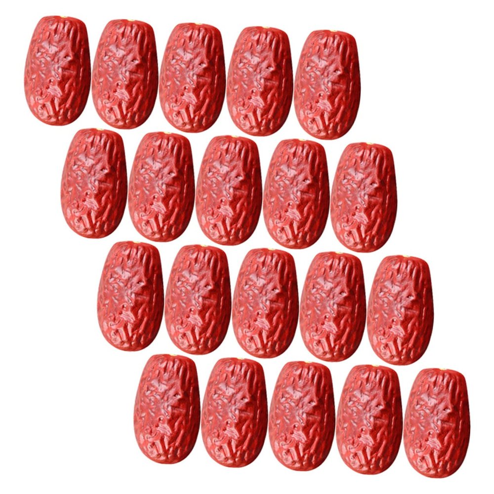 Happyyami 30pcs Realistic Fake Fruit Dates Artificial Red Dried Jujube Home Decor for Photography Store Display