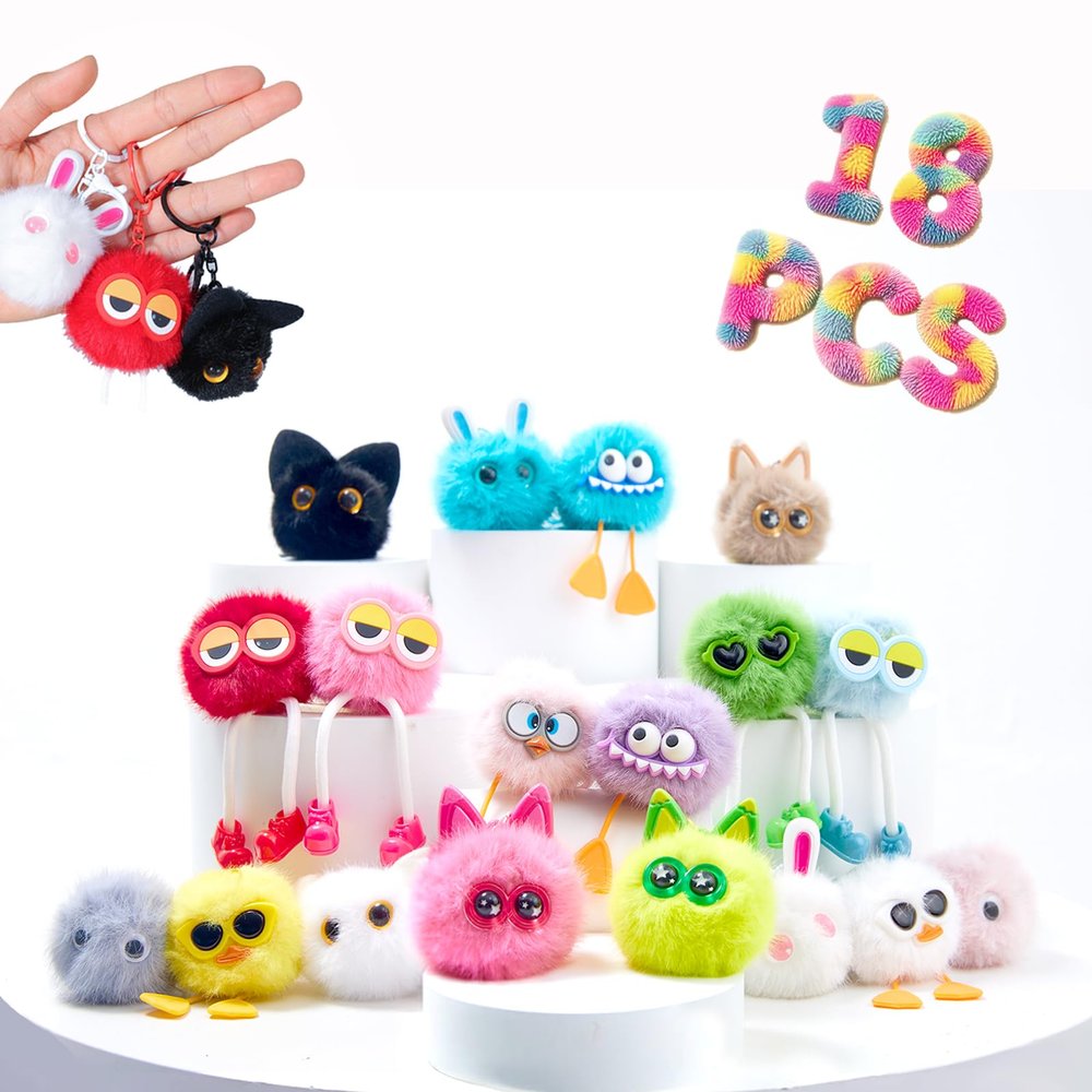 18 PCs Kids Keychains - Keychain Cute for Birthday Goodie Bags Stuffers Easter Egg Fillers for Kids Easter Egg Stuffers Classroom Prizes Elementary Carnival Prizes in Bulk Backpack Treasure Box