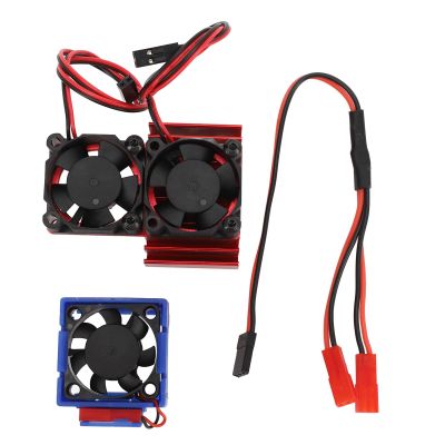 ESC Cooling Fan Motor Dual Fan, ESC Cooling Fan with Connector Cable for Slash 4x4 VXL 1/10 for Rustler 4x4 Stampede 4X4 for Hoss 4x4 for Velineon VXL3s (Red)