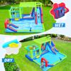 WELLFUNTIME Inflatable Dual Jumping Castle with Blower, Bounce House with Sunshade, Basketball Hoop, Climbing Wall view 2