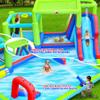 WELLFUNTIME Inflatable Dual Jumping Castle with Blower, Bounce House with Sunshade, Basketball Hoop, Climbing Wall view 4