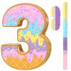 Aoriher Summer Birthday Piata Ice Cream Game Set Summer Number Piata with Bat Stick Blindfold Mask Confetti for Sundae Theme Birthday Baby Shower Party Game Supplies Decor (Number 3) view 1