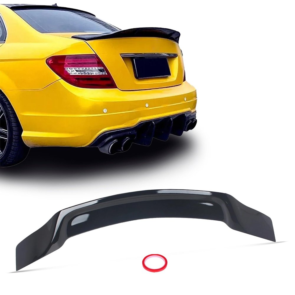 BDBO Rear Spoiler Wings for Mercedes Benz C Class W204 (2008-2014) C180 C200 C250 C300 C350 C63 4-Door Sedan Trunk Spoiler Wing Trunk Tail Rear Trunk Lid,Glossy Black - R Style Duckbill Spoiler