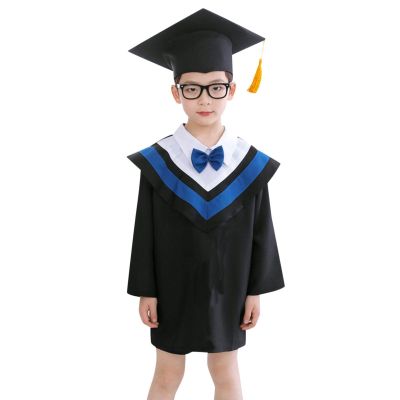 2025 Kindergarten Graduation Gown Cap 2pc Outfits Set Child's Unisex Preschool Ceremony Photo (Blue, 18-24 Months)