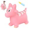 INPANY Bouncy Horse, Dinosaur Hopper Toys, Toddler Bouncing Animal, Dinosaur Party Decorations, Inflatable Ride on Rubber Triceratops Bouncer, Outdoor Cool Birthday Gift for 2 3 4 Yr Boy Girl Pink view 1