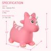 INPANY Bouncy Horse, Dinosaur Hopper Toys, Toddler Bouncing Animal, Dinosaur Party Decorations, Inflatable Ride on Rubber Triceratops Bouncer, Outdoor Cool Birthday Gift for 2 3 4 Yr Boy Girl Pink view 2