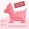 INPANY Bouncy Horse, Dinosaur Hopper Toys, Toddler Bouncing Animal, Dinosaur Party Decorations, Inflatable Ride on Rubber Triceratops Bouncer, Outdoor Cool Birthday Gift for 2 3 4 Yr Boy Girl Pink view 3