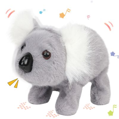 Hopearl Walking Koala Interactive Crawling Wild Animal Electronic Plush Toy Animated Gifts for Toddlers Birthday, Gray, 8''
