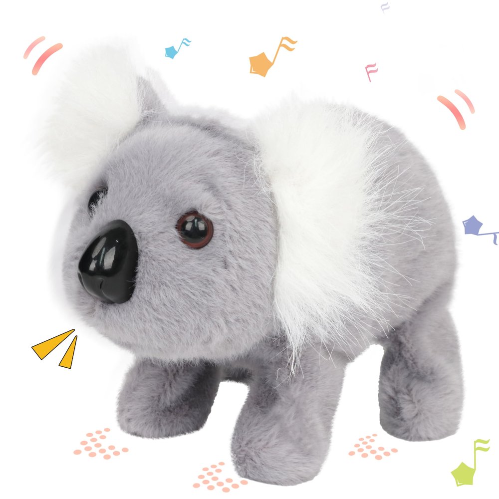 Hopearl Walking Koala Interactive Crawling Wild Animal Electronic Plush Toy Animated Gifts for Toddlers Birthday, Gray, 8''