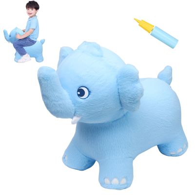 INPANY Bouncy Horse, Elephant Hopper Toys, Toddler Plush Bouncing Animal, Kids Inflatable Ride on Rubber Bouncer, Outdoor Birthday Gift for 2 3 4 Yr Boy Girl