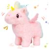 Hopearl Walking Unicorn with Glowing Horn Interactive Electronic Pet Plush Unicorn Toy with Sounds and Movements Animated Gift for Toddlers Birthday, Pink, 7'' view 1