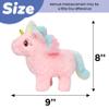 Hopearl Walking Unicorn with Glowing Horn Interactive Electronic Pet Plush Unicorn Toy with Sounds and Movements Animated Gift for Toddlers Birthday, Pink, 7'' view 2