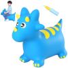 INPANY Bouncy Horse, Dinosaur Hopper Toys, Toddler Bouncing Animal, Dinosaur Party Decorations, Inflatable Ride on Rubber Triceratops Bouncer, Outdoor Cool Birthday Gift for 2 3 4 Yr Boy Girl Blue view 1