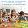 Air Dry Clay for Kids, 12 Animals Modeling Clay Kit with 8 Sculpting Tools and Clear Acrylic Sheet, Soft & Non-Sticky, Safe & Non-Toxic Magic Clays, DIY Arts & Crafts Creative Gift for Boys & Girls view 3