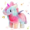 Hopearl Walking Unicorn with Glowing Horn Interactive Electronic Pet Plush Unicorn Toy with Sounds and Movements Animated Gift for Toddlers Birthday, Rainbow, 7'' view 1