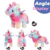 Hopearl Walking Unicorn with Glowing Horn Interactive Electronic Pet Plush Unicorn Toy with Sounds and Movements Animated Gift for Toddlers Birthday, Rainbow, 7'' view 3