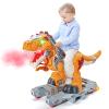 Kids Electric Dinosaur Ride On Toys, Toddler Ride On Cars with Music, Light & Smoke, Preschool Kids Scooter Foot-to-Floor Walker, Toddler Electric Car Toy Chrismas Birthday Gifts Indoor Outdoor,Yellow view 1