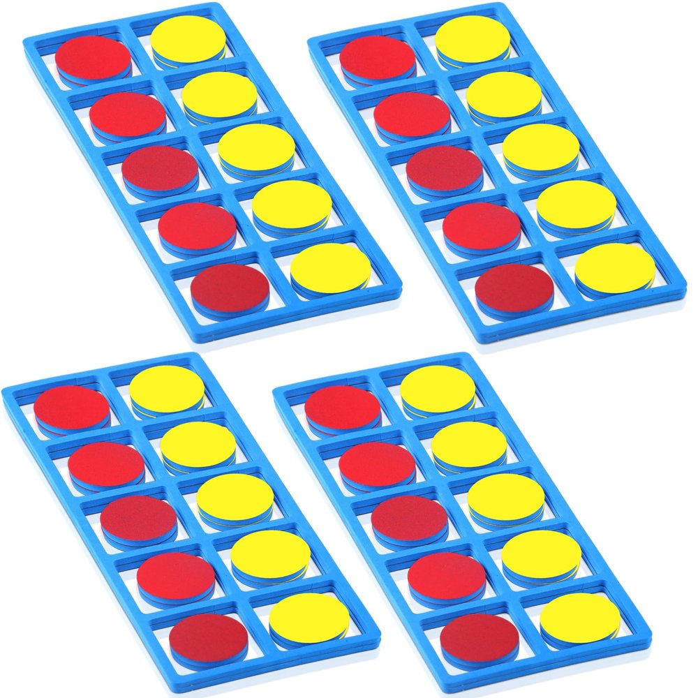 WinnerWhy 4 Set Giant Magnetic Foam Ten Frames with 40 Disks, Math Counters
