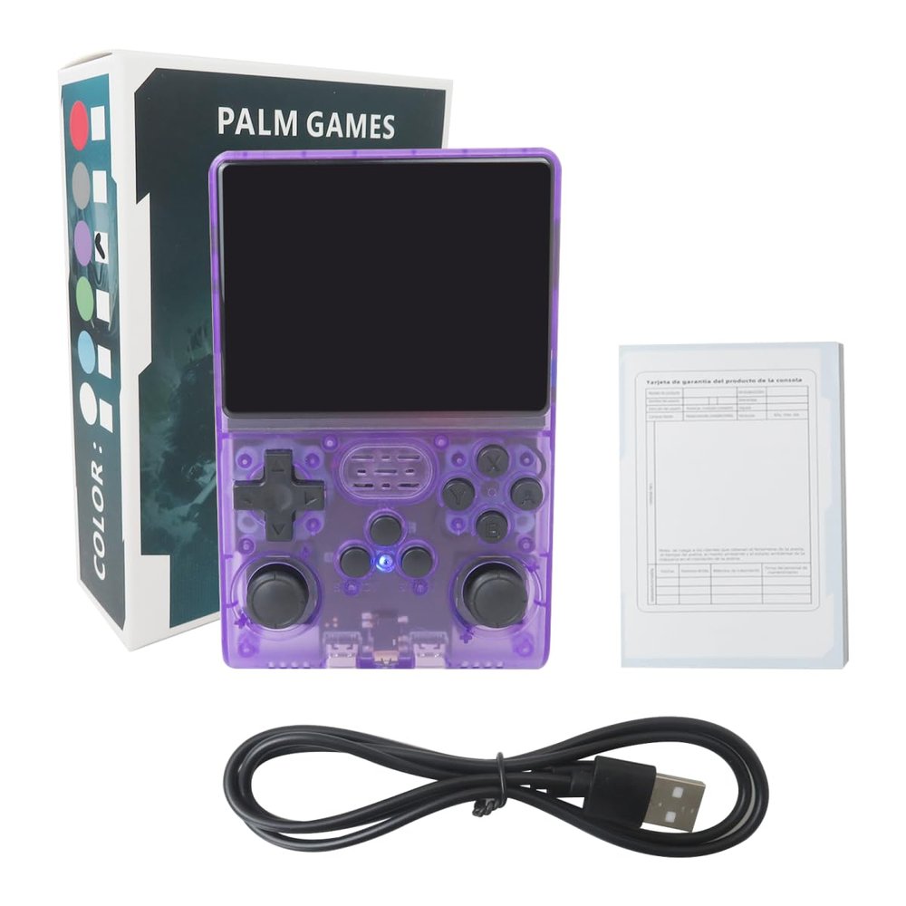 GRABOTE R40S PRO Mini Portable Handheld Game Console, 3.5 inch IPS Screen, with 3800mAh Ultra-Long B-attery Life, Pre-Installed with 30000+ Games, Great Gift for Friend - Purple
