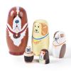 Tngan Nesting Dolls, 5Pcs 6" Tall Russian Nesting Dolls, Handmade Matryoshka for Kids, Wooden Stacking Toys for Christmas Home Wedding Party Decorations (Dog) view 1